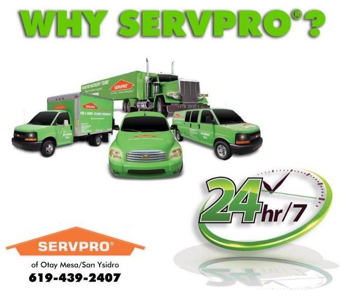 fleet of SERVPRO vehicles 