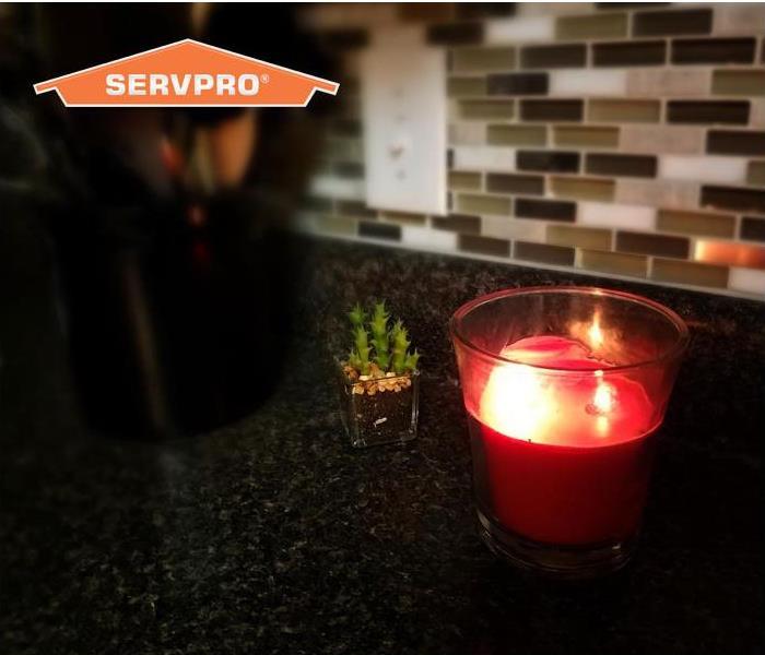 candle on kitchen counter 